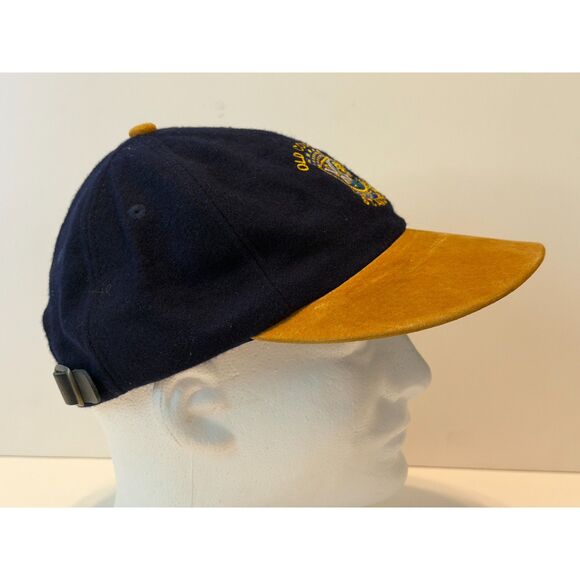 The Marque Old Course St. Andrews Adjustable Strap Hat Wool Melton Navy Blue Tan - Picture 5 of 8